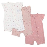 GX570: Baby 3 Pack 2 Way Zip Rompers (0-24 Months)